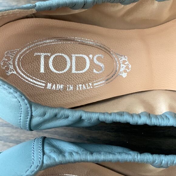 🥿Tod’s Square Toe Ballet Flats Leather Blue - Picture 5 of 7